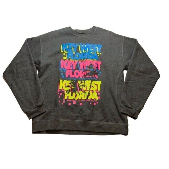 Hanes Key West Florida Crewneck Sweatshirt Gray Size Medium - Picture 1 of 7